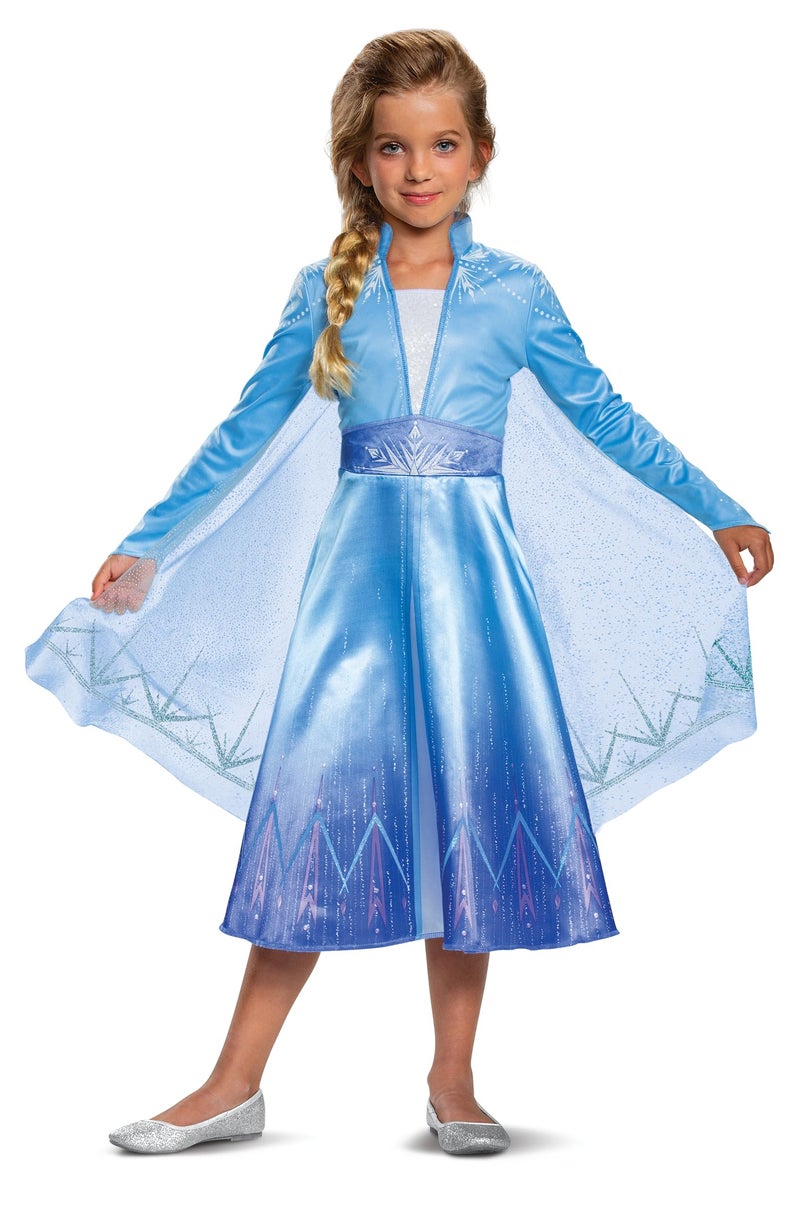 Disguise Disney Elsa Frozen 2 Deluxe Girls' Halloween Costume Blue, Medium (7-8) - Image 1